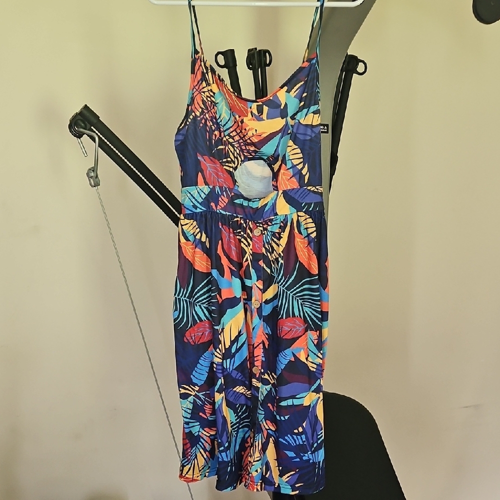 ePretty Artistic Midi Dress in Blue and Red